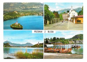 Slovenia Yugoslavia Bled Greetings Bleda Multiview 4X6 Postcard Fotolik Celje