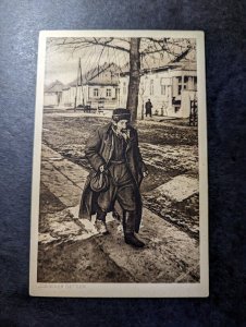 Mint Germany Judaica RPPC Postcard Jewish Man Walking