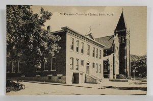 Berlin NH St. Kiernan's Church and School  New Hampshire Postcard S6