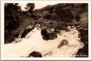 Die Sieben Quellen Engelberg Switzerland Small Falls Real Photo RPPC Postcard