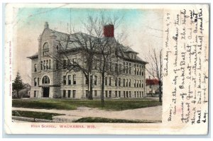 1907 High School Exterior Building Waukesha Wisconsin Vintage Antique Postcard