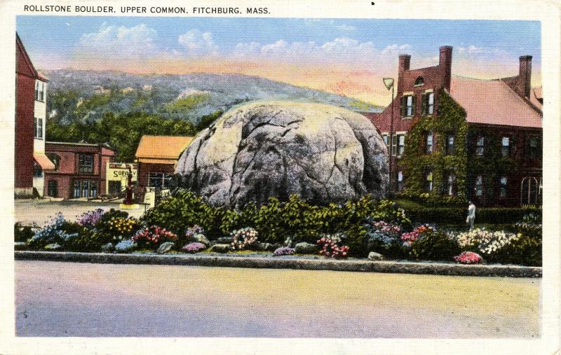 MA - Fitchburg, Upper Common. Rollstone Boulder