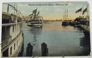 B1291    BALTIMORE,  MD.  POSTCARD,  STEAMER