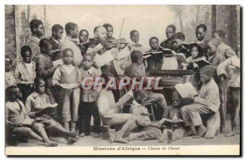 Postcard Old Missions & # 39Afrique singing class piano
