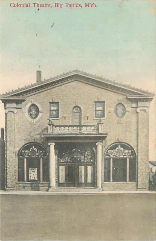 Big Rapids MI~Handcolored~Colonial Theatre & Opera House~Poster~Postcard c1910 