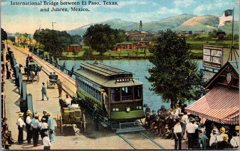 Postcard International Bridge between El Paso, Texas and Juarez, Mexico