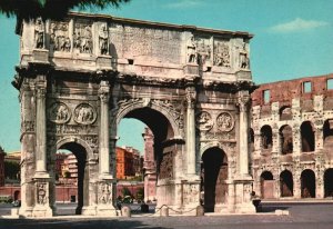 Postcard Triumphal Arch Of Constantine Historical landmark in Rome, Italy