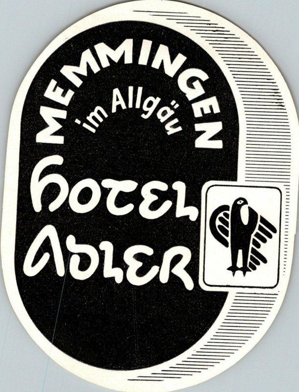 Germany Memmingen im Allgau Hotel Adler Vintage Luggage Label sk4710