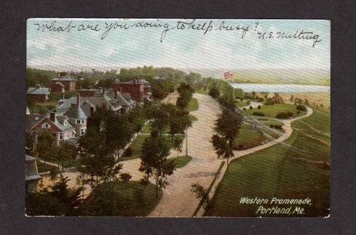 ME 1907 Western Promenade PORTLAND MAINE POSTCARD