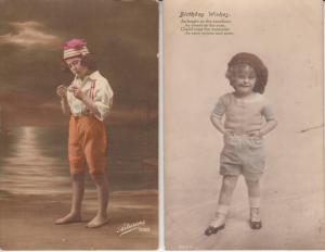 Children smoking pipe postcards