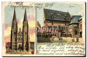 Old Postcard Illustrator Gruss aus Regensburg