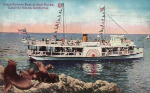 Vintage Postcard 1922 Glass Bottom Boat Seal Rocks Catalina Island California CA