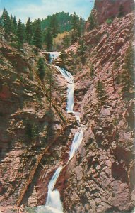 Rocky Mountains Colorado Seven Falls & Cheyenne Canon Litho Postcard Used