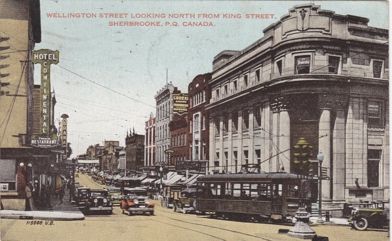 Canada Quebec Sherbrooke Trolley On Wellington Street Looking North 1933 sk4733