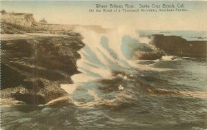 California Santa Cruz Billows Roar ocean Postcard Rieder 22-5606