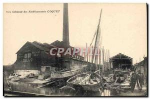 Postcard Old fishing boat general view of establishments Coquet