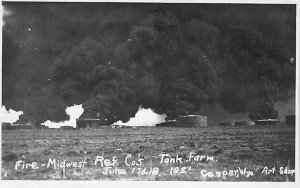 Fire Midwest Tank Farm Casper WY USA Postcard