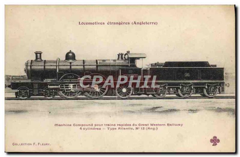 Postcard Old Train Locomotive Compound Machine Express Train Great Western Ra...