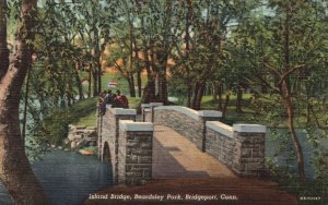 Vintage Postcard Island Bridge Beardsley Park Bridgeport Connecticut A. Kleban