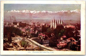 VINTAGE POSTCARD EARLY 1900s BIRD'S EYE VIEW OF SALT LAKE CITY UTAH