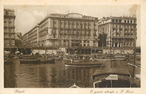 Italy sail & navigation themed postcard Naples Santa Lucia harbour fishing boats