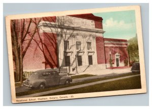 Vintage 1948 Postcard Antique Autos Vocational School Chatham Ontario Canada