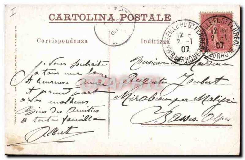 Postcard Old Volcano Boat Napoli