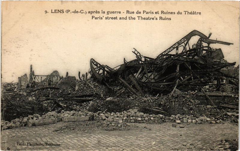 CPA MILITAIRE Lens-aprés la guerre-Rue de Paris et Ruines du Théátre (316417)