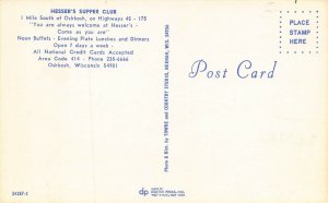 OSHKOSH WISCONSIN~HESSER'S SUPPER CLUB-YOU ARE ALWAYS WELCOME POSTCARD