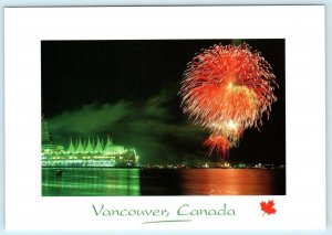 VANCOUVER, B.C. ~ Fireworks CANADA DAY CELEBRATION Canada Place ~ 5x7 Postcard