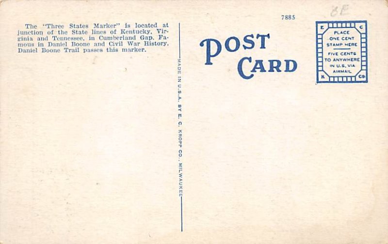 Three States Marker Middlesboro KY