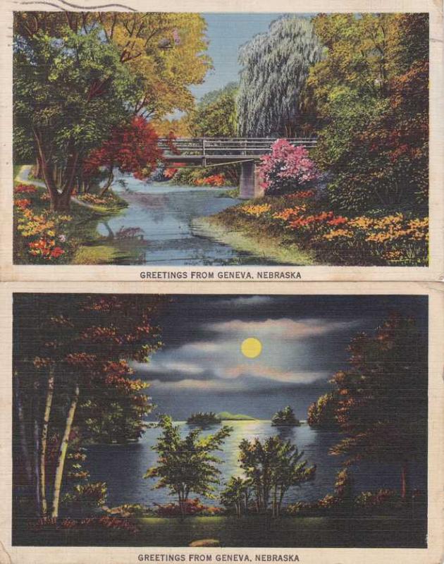 (2 cards) Greetings from Geneva NE, Nebraska pm 1940