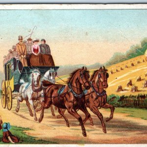 c1880s Ariosa Coffee Stagecoach Horse Carriage Trade Card Factory Engraved C48