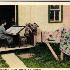 c1930s Gaspe Peninsula, Quebec Que Canada PC Habitant Handicraft Rug Crafts A231