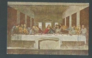 Ca 1932 Post Card Milan Italy Painting Of Jesus Christ At Last Supper