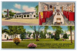 Fayetteville North Carolina Postcard Newell's Tourist Court & Restaurant c1940's