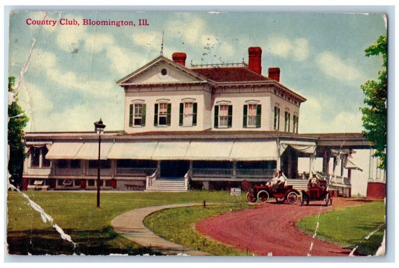 Bloomington Illinois Postcard Country Club Exterior View c1910 Vintage Antique