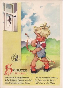 HOROSCOPE, ASTROLOGY, Sagiittarius, Germany 1930's, Little Boy w Bow & Arrow