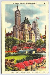 1947 5th Avenue Hotels & Buildings Central Park New York City NY Posted Postcard