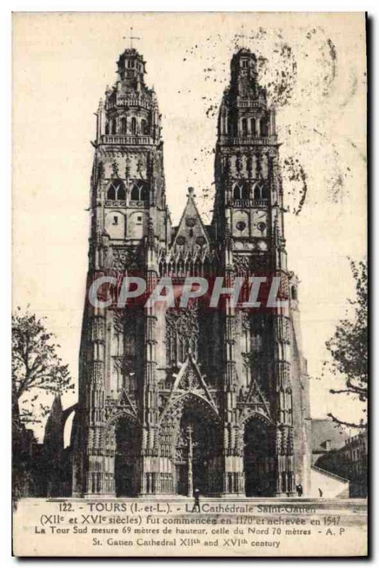 Postcard Old Towers I and L Cathedrale Saint Gatien XII and XVI centuries