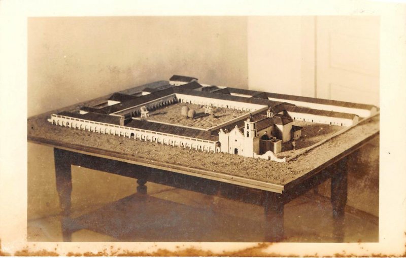 RPPC San Luis Rey Mission Miniature Model ca 1940s Vintage Postcard