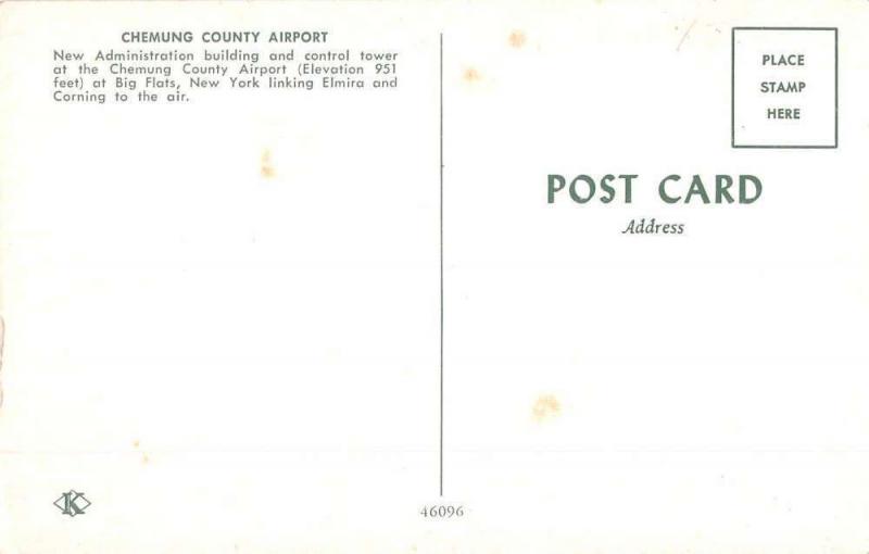 Big Flats New York Chemung Airport Street View Vintage Postcard K63337