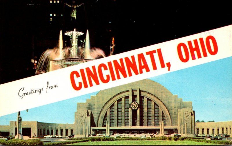 Ohio Cincinnati Greetings Showing Union Terminal 1970