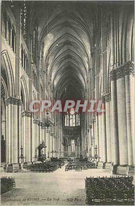 Old Postcard Reims Cathedral Nave