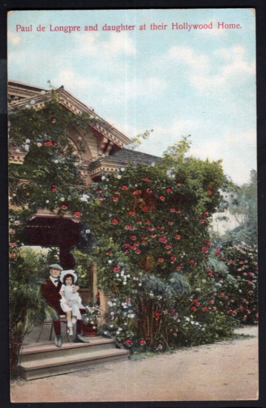 California Paul de Longpre and daughter at their HOLLYWOOD Home - Divided Back