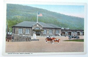 UNION STATION BRATTLEBORO VT train railroad railway VINTAGE POSTCARD