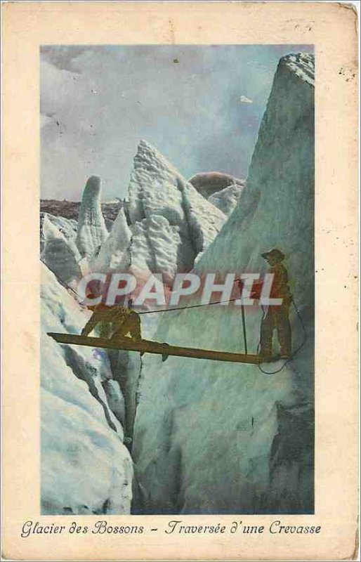 Old Postcard Bossons Glacier Crevasse Traversee of Mountaineering