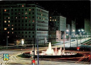 Night View Nuevos Ministerios Government Complex in Madrid Continental Postcard