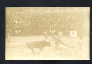 RPPC MATAMOROS MEXICO BULLFIGHT STADIUM ACTION MATADOR REAL PHOTO POSTCARD