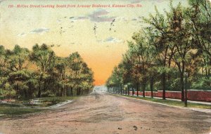 circa 1909 Hand-Colored McGee Street Tree Lined Kansas City Mo. Postcard 2T6-576